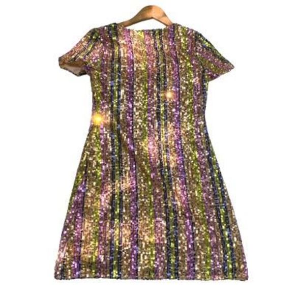 Altar’d state Georgine vertical rainbow sequin above knee dress NWT Size S festi - Picture 3 of 5